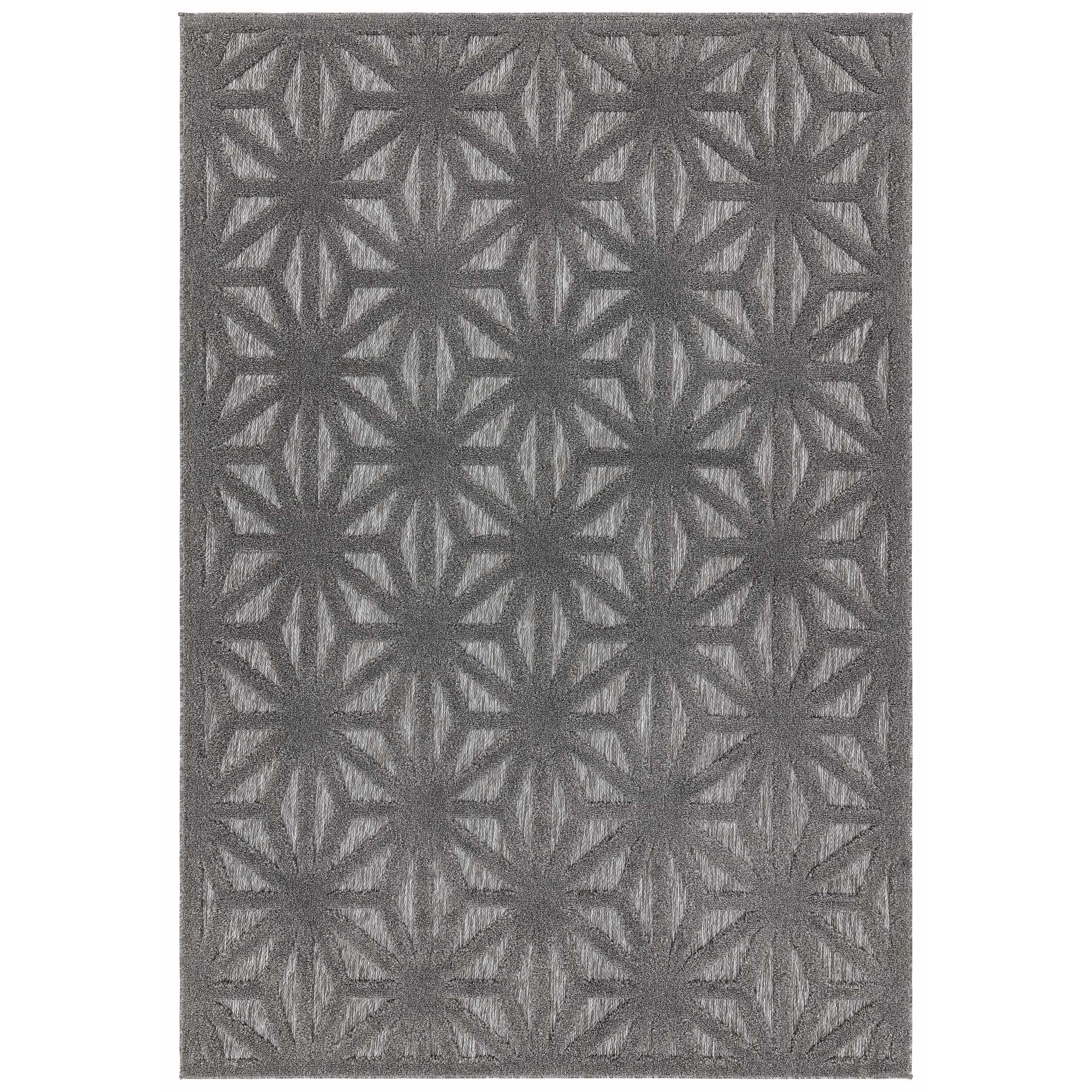 Salta Star Geometric Outdoor Rugs In Sa01 Grey